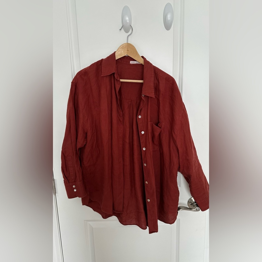 Oysho linen long sleeved shirt Woman
